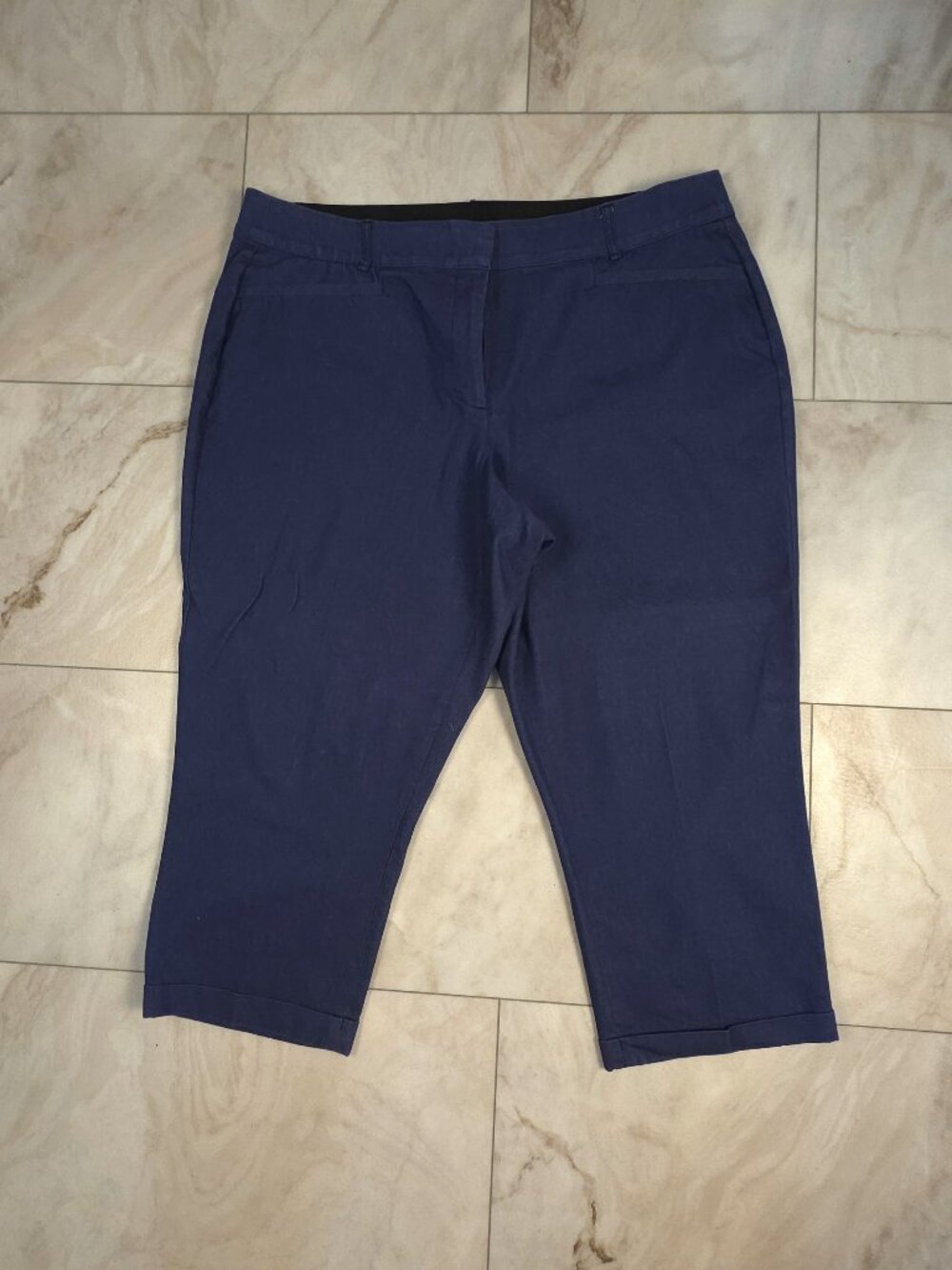 Lane Bryant Blue Trouser Crop Pants Size 20 Stretch Cotton Blend Career Casual